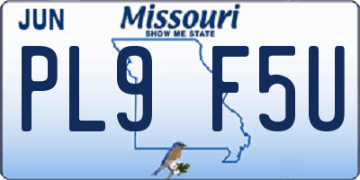 MO license plate PL9F5U