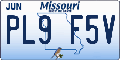 MO license plate PL9F5V