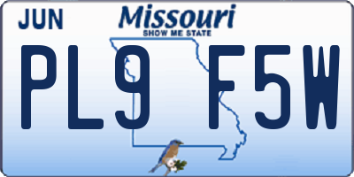 MO license plate PL9F5W