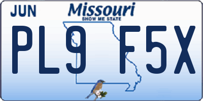 MO license plate PL9F5X