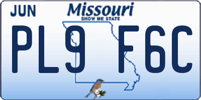 MO license plate PL9F6C