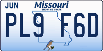 MO license plate PL9F6D