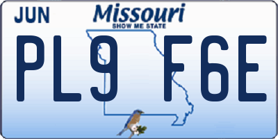 MO license plate PL9F6E