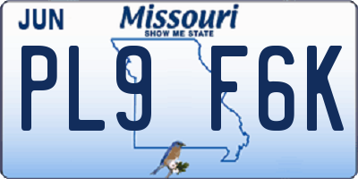 MO license plate PL9F6K