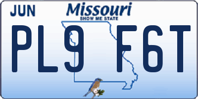 MO license plate PL9F6T