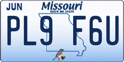 MO license plate PL9F6U