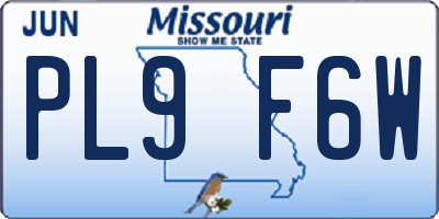 MO license plate PL9F6W