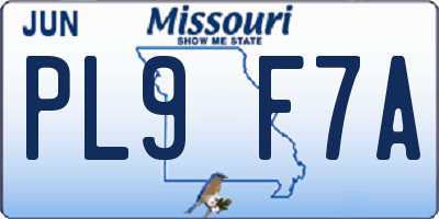 MO license plate PL9F7A