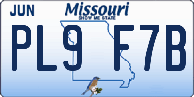 MO license plate PL9F7B