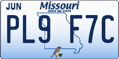 MO license plate PL9F7C