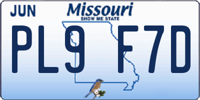 MO license plate PL9F7D
