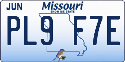 MO license plate PL9F7E
