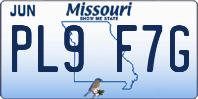 MO license plate PL9F7G