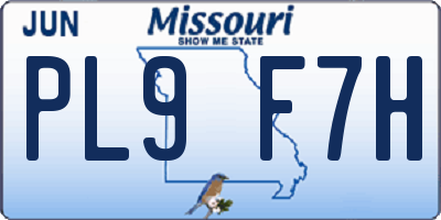 MO license plate PL9F7H