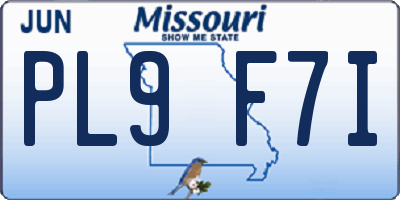 MO license plate PL9F7I