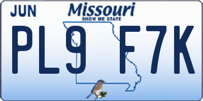 MO license plate PL9F7K