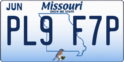 MO license plate PL9F7P