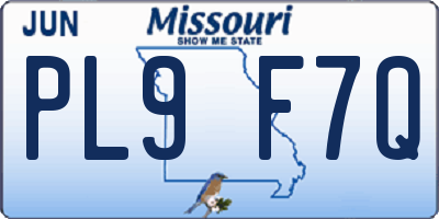 MO license plate PL9F7Q