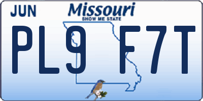 MO license plate PL9F7T