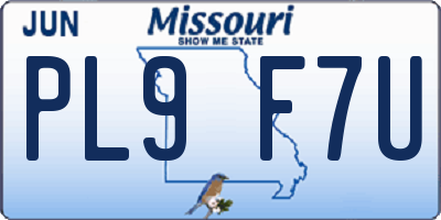 MO license plate PL9F7U