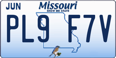 MO license plate PL9F7V