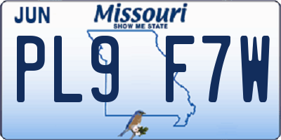 MO license plate PL9F7W