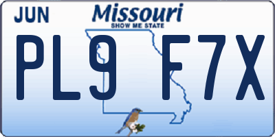MO license plate PL9F7X