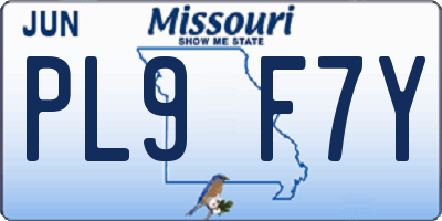 MO license plate PL9F7Y