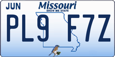 MO license plate PL9F7Z