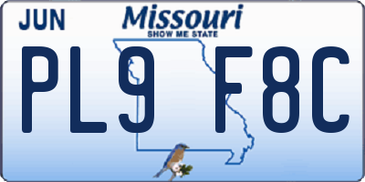 MO license plate PL9F8C