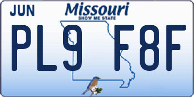 MO license plate PL9F8F