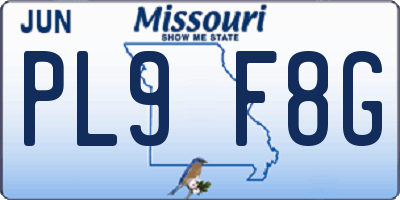 MO license plate PL9F8G