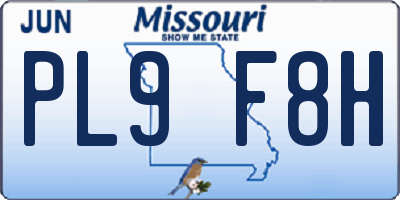 MO license plate PL9F8H
