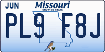 MO license plate PL9F8J