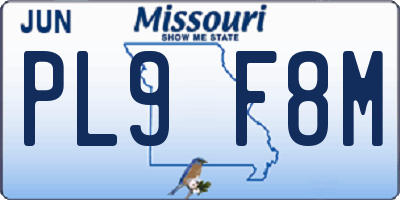 MO license plate PL9F8M
