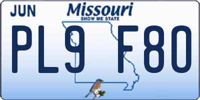 MO license plate PL9F8O