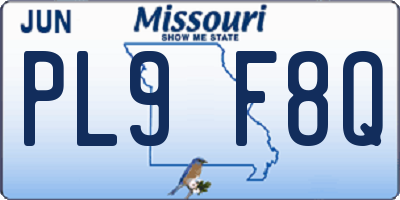 MO license plate PL9F8Q