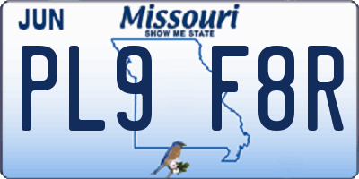 MO license plate PL9F8R