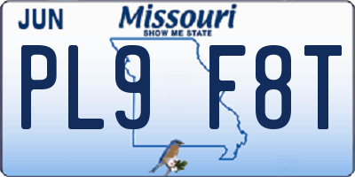 MO license plate PL9F8T