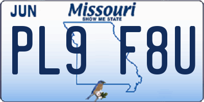 MO license plate PL9F8U