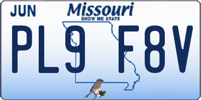 MO license plate PL9F8V