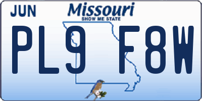 MO license plate PL9F8W