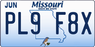 MO license plate PL9F8X