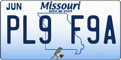 MO license plate PL9F9A