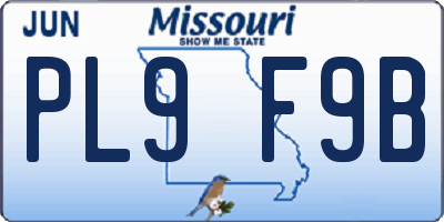 MO license plate PL9F9B