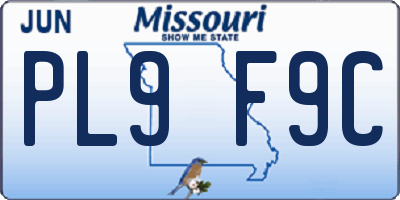 MO license plate PL9F9C