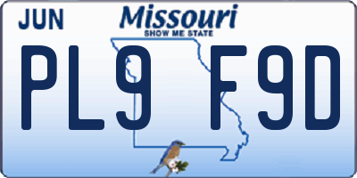 MO license plate PL9F9D