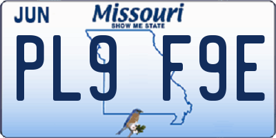 MO license plate PL9F9E