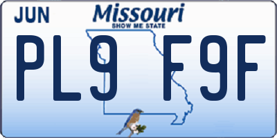 MO license plate PL9F9F