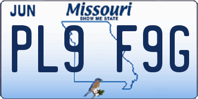 MO license plate PL9F9G